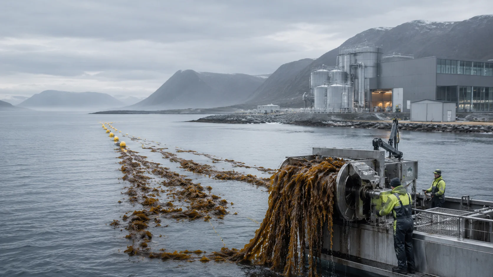 Illustrasjon av fremtidig proteinproduksjon fra tang og tare
